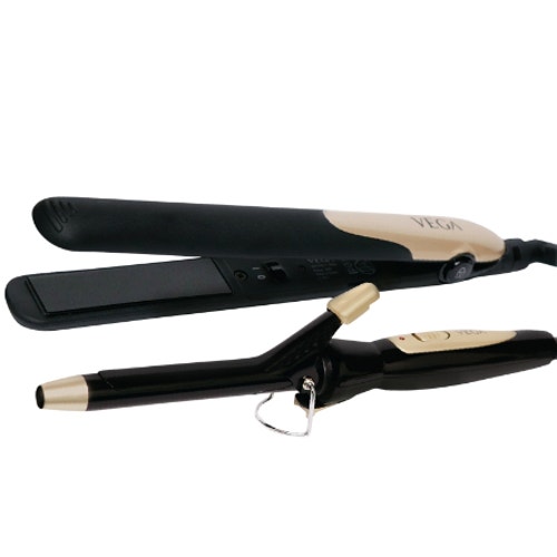 Vega Miss Dazzle Styling Set - Hair Straightener and Curler (VHSS-02), Black